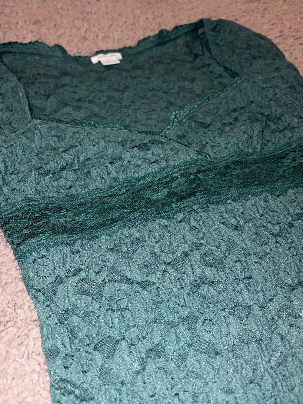 Kimchi Blue Teal Floral Lace Short Sleeve Top - Picture 3 of 6
